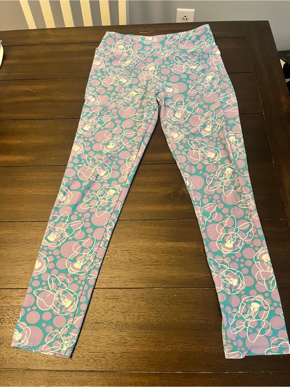 LuLaRoe women’s Minnie Mouse Lavender and Teal Floral Leggings